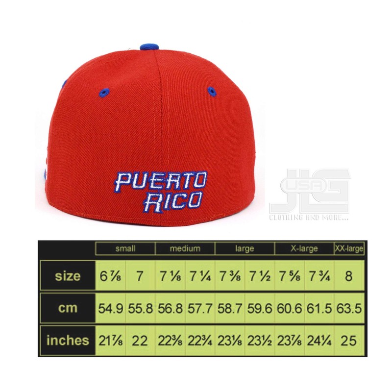 PR Fitted Two Tone Solid Caps Puerto Rico Flag Embroidered