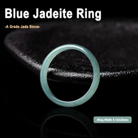 BJIMIDTI Natural Jade Rings for Women (Size 6-11)- Light Green Jade Rings 100% Real Stone Skinny Jade Band Ring Simple Gemstone Ring Jewelry Gift, SIZE 6, Stone, Agate