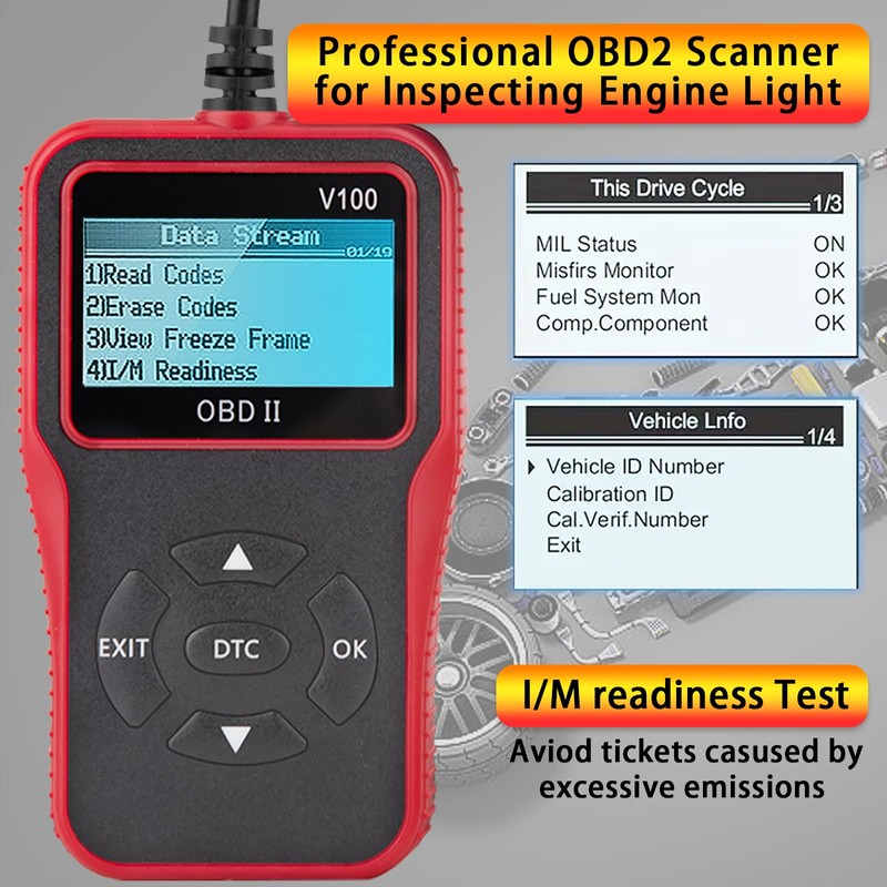 V100 OBD2 Diagnostic Scanner Tool, Code Reader, Engine Light Diagnostic