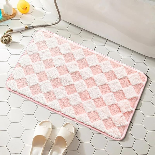 AIBIIN Bath Mat Non-Slip Comfortable Soft Water Absorbent Microfiber Pedestal