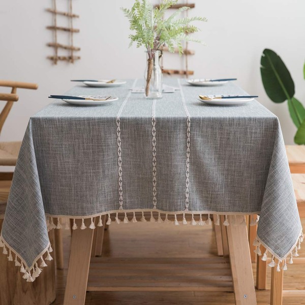 Pahajim Rectangle Table Cloth Linen Cotton Tablecloth Embroidery Burlap Kitchen