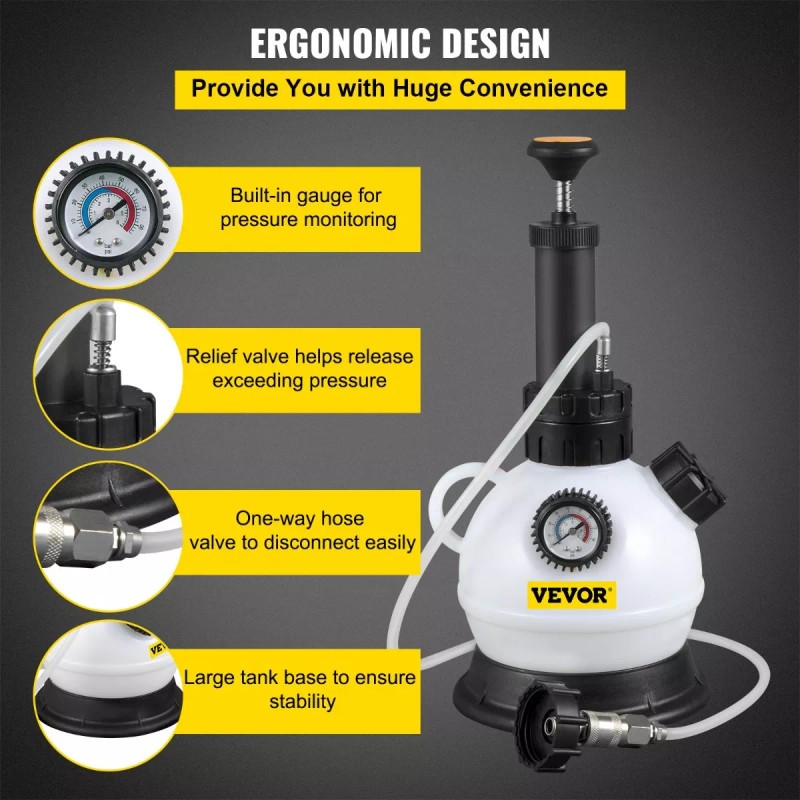Vevor Purgador De Presion De Liquido De Frenos Con Manometro