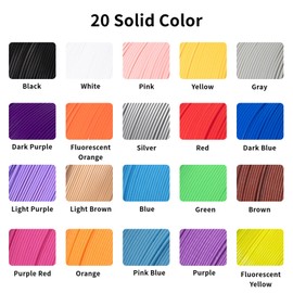 20 Colors PLA 1.75mm 3D Pen Filament Refills ‌(Solid & Dual-Tone) - 5M per Spool with 3D Stencil Booklet, Compatible with Most 3D Pens (5m Each, 20 Solid Colors)