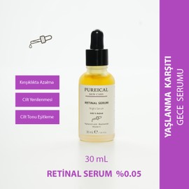 Pureical Retinal Serum, niacinamide, ethyl ascorbic acid, leke karşıtı,%0,05 retinal gece serumu 30 mL