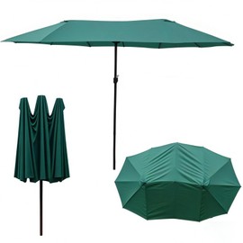 GLDDFDG Patio Umbrella Replacement Canopy 12 Ribs for 15'X9' Double Sided Patio Umbrella - Outdoor Market Umbrella Top Waterproof for Deck, Market, Backyard (Canopy Only),Dark green