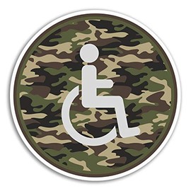 2 x 10cm Green Camo Disabled Vinyl Stickers - Mobility Badge Car Sticker #18142 (10cm Wide)
