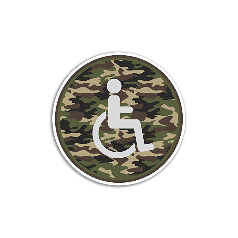 2 x 10cm Green Camo Disabled Vinyl Stickers - Mobility