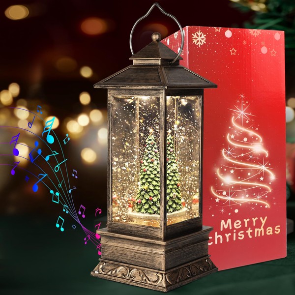 VITAKEO [360°Double Rotation] Christmas Decorative Snow Lamp with Timer Function,Rotating