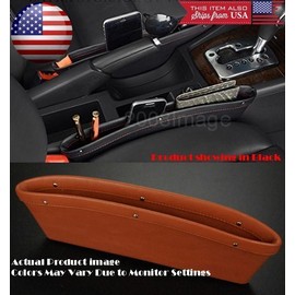 SDeelCase PVC Brown Car Seat Catch Gap Filler Pocket Storage Organizer Holder For Dodge
