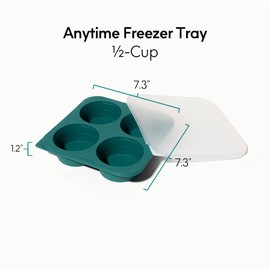 Anyday 1/2-Cup Silicone Freezer Tray with Silicone Lid for Food Storage, Rice, Stock, Leftovers | Plastic-Free Freezer Container | Soup Molds for Meal Prep Portions | 4 Oz / 125mL Freezing Tray