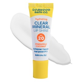 The Seaweed Bath Co. Algas Bath Co. Hidratante Mineral Claro Brillo de Labios Spf 20 Protector Solar Bálsamo Labial de Ã“xido de Zinc, 0.28 Oz, Cuidado Hidratante para Labios Secos, Agrietados