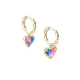 Kendra Scott Ari Heart Huggie Earrings for Women, Fashion Jewelry, One Size, Brass Metal, Pearl