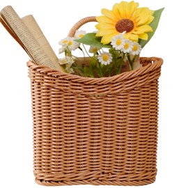 Xekley Woven Hanging Wall Basket for Front Door – Handwoven Wicker Door Basket for Mail, Flowers & Home Storage, Wall Hanging Basket for Garden Farmhouse