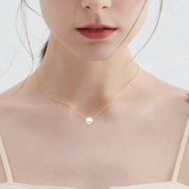 KECHO 14K Gold Single Pearl Choker Necklace for Women 8mm Freshwater Cultured Pearls Wedding Bridesmaids Mothers Day Gifts (gold)