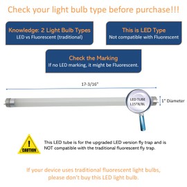 Awoco Pack of 2 Replacement LED Tube L15T8 5 W LED UV Light Bulb for Wall Mount Sticky Fly Trap Lamp FT-3W45-LED (L15T8 x 2)