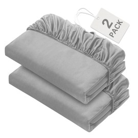 Biloban Twin XL Fitted Sheet 2 Pack, Twin Extra Long Fitted Sheets Only with Deep Pocket up to 14", Bottom Sheet, Shrinkage & Stain Resistant Bed Sheets, Grey