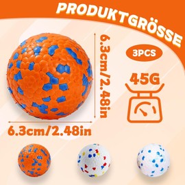 YceLon Pack of 3 Indestructible Dog Balls, Unbreakable for Aggressive Chewers, Floating Rubber Ball for Pool/Beach, Diameter 6.3 cm, Dog Toy for Medium and Small Dogs
