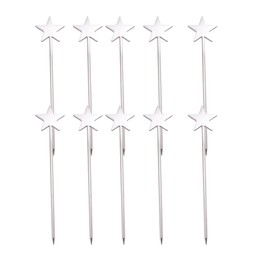 10PCS Big Star Cocktail Picks: Stainless Steel Decorative Toothpicks Skewers for Appetizers, Decorative Christmas New Year Holiday Party Food Drinks Garnish Fruit Skewer Sticks