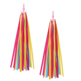 Tyqour 1 Pair Children's Bicycle Streamers Handlebar Tassels Children's Bicycle Handlebar Fringe Streamer Ribbon Handlebar Colourful Bands Streamers Bicycle Grips Tassels Bands for Decoration