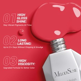 MelodySusie Thick Red Gel Nail Polish,0.5fl oz Raspberry Red Color Soak Off UV LED Red Gel Polish Christmas Gift for Women Nail Art Manicure Salon DIY Nail Design Decoration at Home-1665