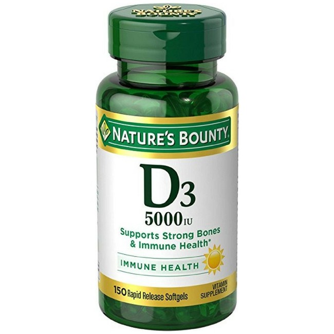 Nature's Bounty Vitamin D-5000 IU Softgels, Maximum Strength 150 ea ( Pack of 2)