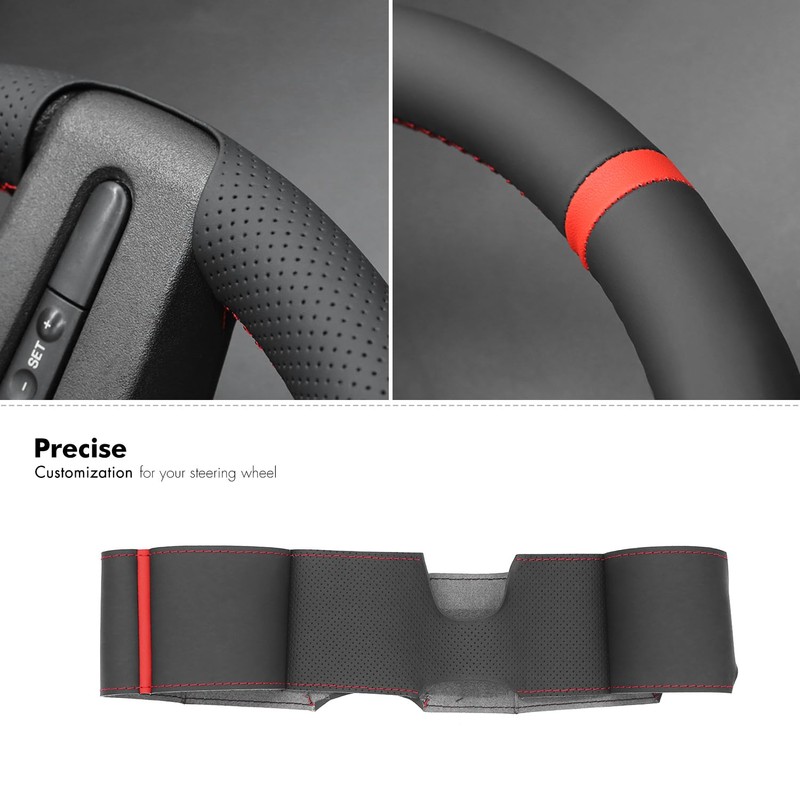 MEWANT Steering Wheel Cover for Ford Mustang 2005-2012 Hand-Stitched Leather