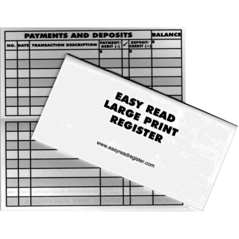 5 Large Print Low Vision Checkbook Transaction Registers Check Ledgers