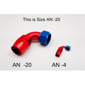 Autobahn88 Aluminum Anodized Swivel Hose End Fitting - Reusable, Elbow, 90-Degree, AN20 (Blue/Red)