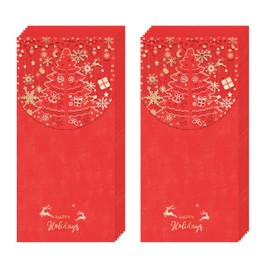 AVERZELLA Christmas Money Holder for Cash Gift 12 Pcs, Xmas Red Envelopes Money Envelopes with Gold Foil & Laser Cut, Christmas Currency Envelope Cash Stuffing Envelopes (Red))