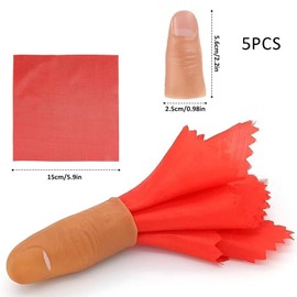 5 Pcs Fake Finger Tips False Thumb Trick, Soft Fake Thumb Tip Magic Accessories, Pranks Thumbs Magic Accessories, Disappearing Trick Finger for Vanishing Exchanging and Appearing.