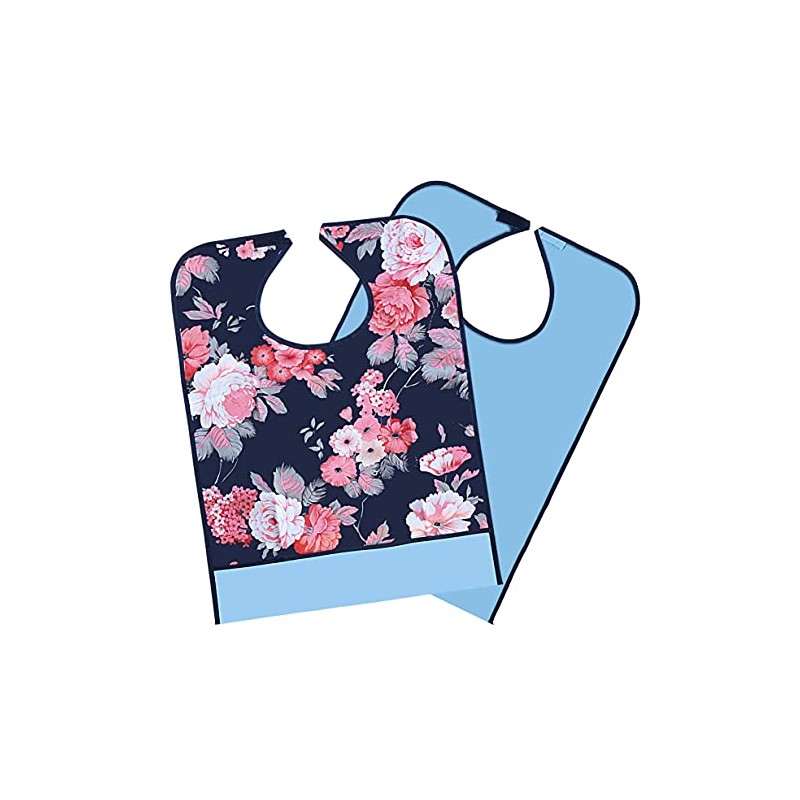 kuou Kuou 2-Pack Adult Bibs, Washable Dining Bibs for Elderly