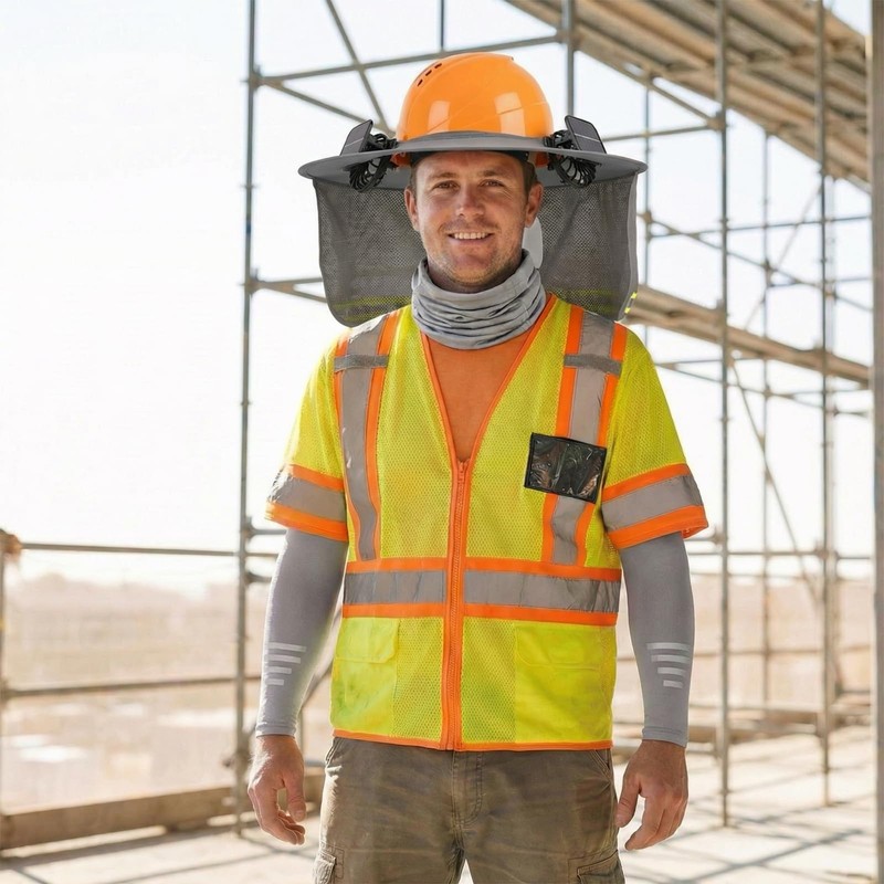 Hard Hat Sun Shade with Solar Fans Compatible for Milwaukee/Studson/Klein