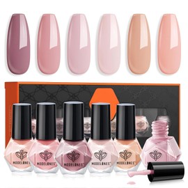 Modelones - Esmalte de Uñas en 6 Colores, Juego de Esmaltes de Uñas Nude Rosa Neutro de Secado Rápido para Otoño e Invierno                           