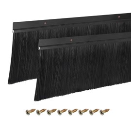 uxcell 2Pcs Door Brush Bottom Sweep H-Shape Aluminum Alloy Base with 4.7-inch PP Brush for Home, Industrial (35-inch L, Black)