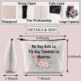 BDPWSS Godmother Makeup Bag Madrina Proposal Gift No Soy Solo La Tia Soy Tambien La Madrina Madre Cosmetic Bag (No soy solo)