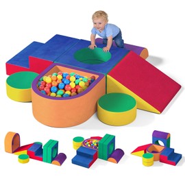 6 Pieces Toddler Climbing Toys Indoor, Crystal Velvet Foam Climbing Blocks for Toddlers 1-3, Baby Climbing Toys Soft Play Set for Climbing Sliding and Crawling (Balls not Included)
