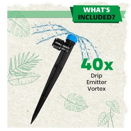 Bonviee 40-Pack Drip Irrigation Emitters- 1/4" Push-to-Connect Precision Irrigation Stakes - Low Flow Garden Watering System for Vegetables, Shrubs & Flower Beds