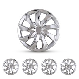 AUTOWIKI 4-Pack 15 Inches Wheel Rim Cover Hubcaps, Fashion Style Replacement 15" Hubcaps fit on Car Truck SUV Hub Accessories Chrome Color
