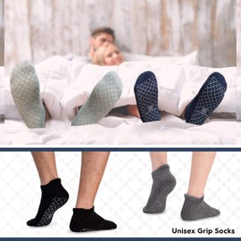 unenow Unisex Non Slip Grip Socks with Cushion for Yoga, Pilates, Barre, Home & Hospital