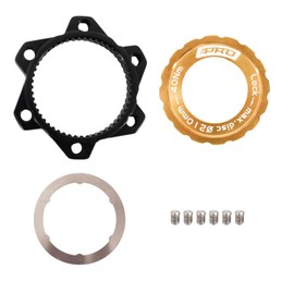 DJC Centerlock to 6 Bolts Rotor Adapter with Lockring, Bike Adapter for Centerlock Convert to 6 Bolts Rotor Disc MTB Road Bike (golden)