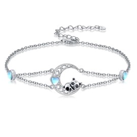 Dorunmo Panda Anklet for Women 925 Sterling Silver Moon Anklet Panda Jewelry Gifts for Her