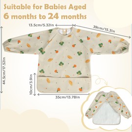 URMYWO Baby Weaning Bibs, 6-12 Months Full-Coverage Waterproof Sleeved Bibs, Machine Washable, Soft & Safe | Ideal for Mess-Free Mealtimes