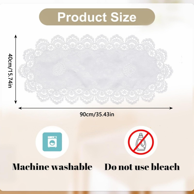 URROMA Vintage Lace Doily, 40cm*90cm White Table Cover with Lace