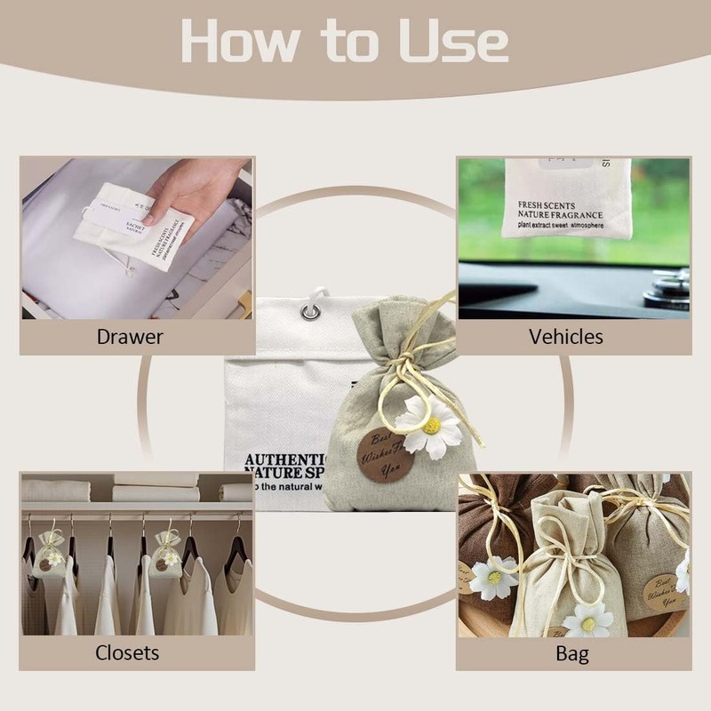 Muufuuser Home Refillable Fragrance Sachets 6-Pack, Lavender & Freesia Corn