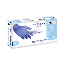 Reflexx R76/XL Powder free nitrile gloves, gr3, 5 Size X-Large, Light Blue (Pack of 100)