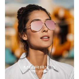 MERRY'S Aviator Sunglasses for Men Women - Polarized Driving Sun glasses Mirrored Lens UV 400 Protection 58 MM