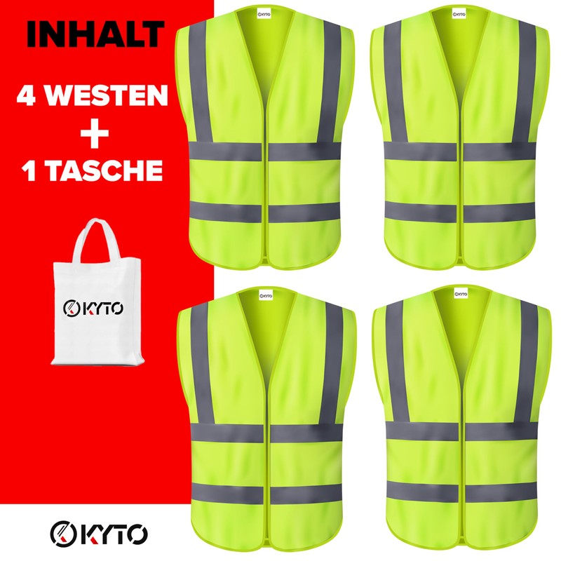 Kyto Warnwesten Auto | EU-Weit nutzbar | reflektierend | 4