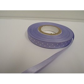 1 Full Roll Reel of 10mm x 20 metres Satin Ribbon Lilac Light Purple with White Polka Dot Spots 10mm
