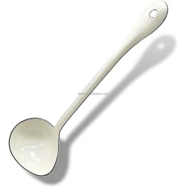 White Soup Ladle Spoons 13.7 Inch Big Serving Cooking Spoons Enamel Steel Stew Gravy Ladles for Servingcolor: White, size: Xl