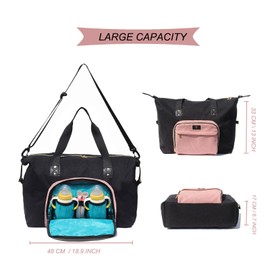 Diaper Bag Tote, Travel Overnight Carry-on Duffel Gym Bag, Multifunction Linen Canvas Dry Wet Maternity weekender